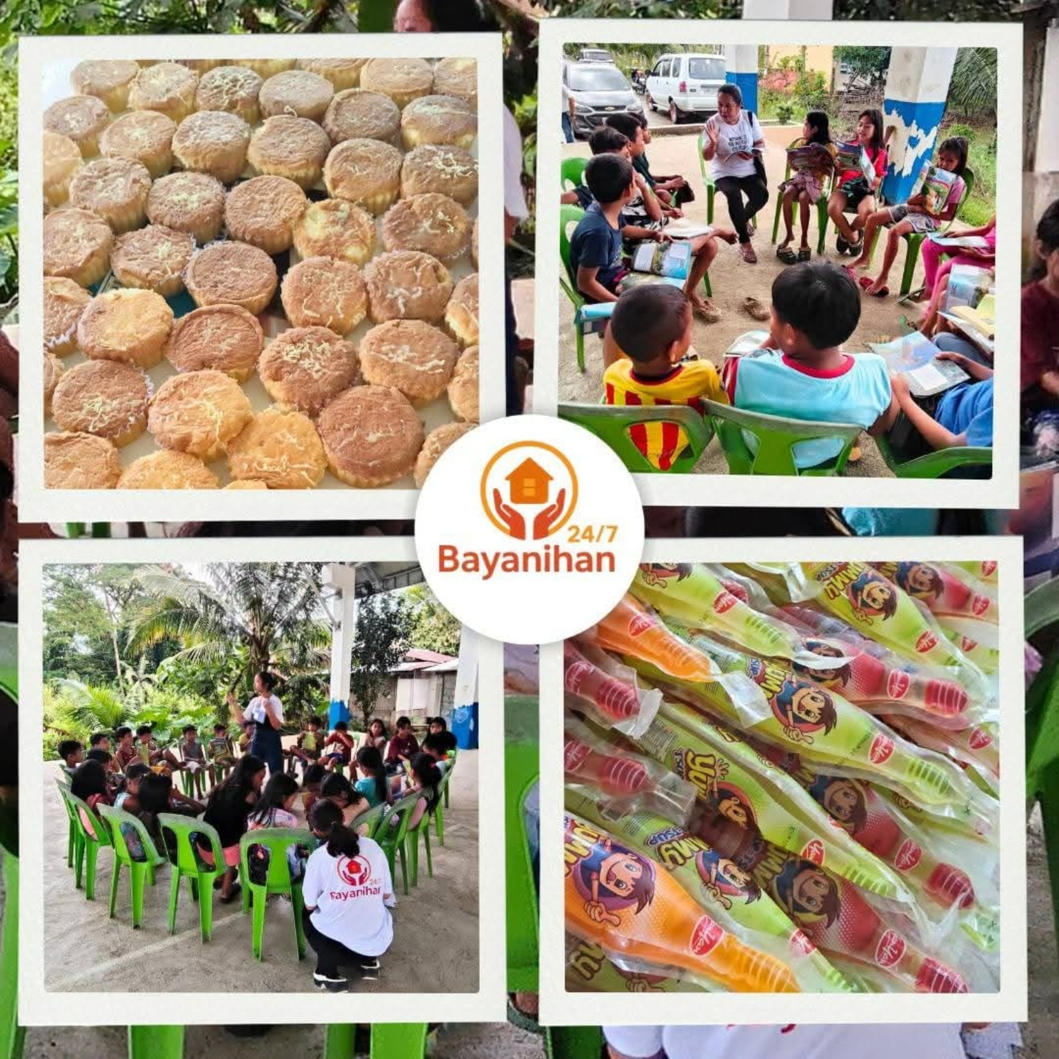 A collage of food and community mission activities